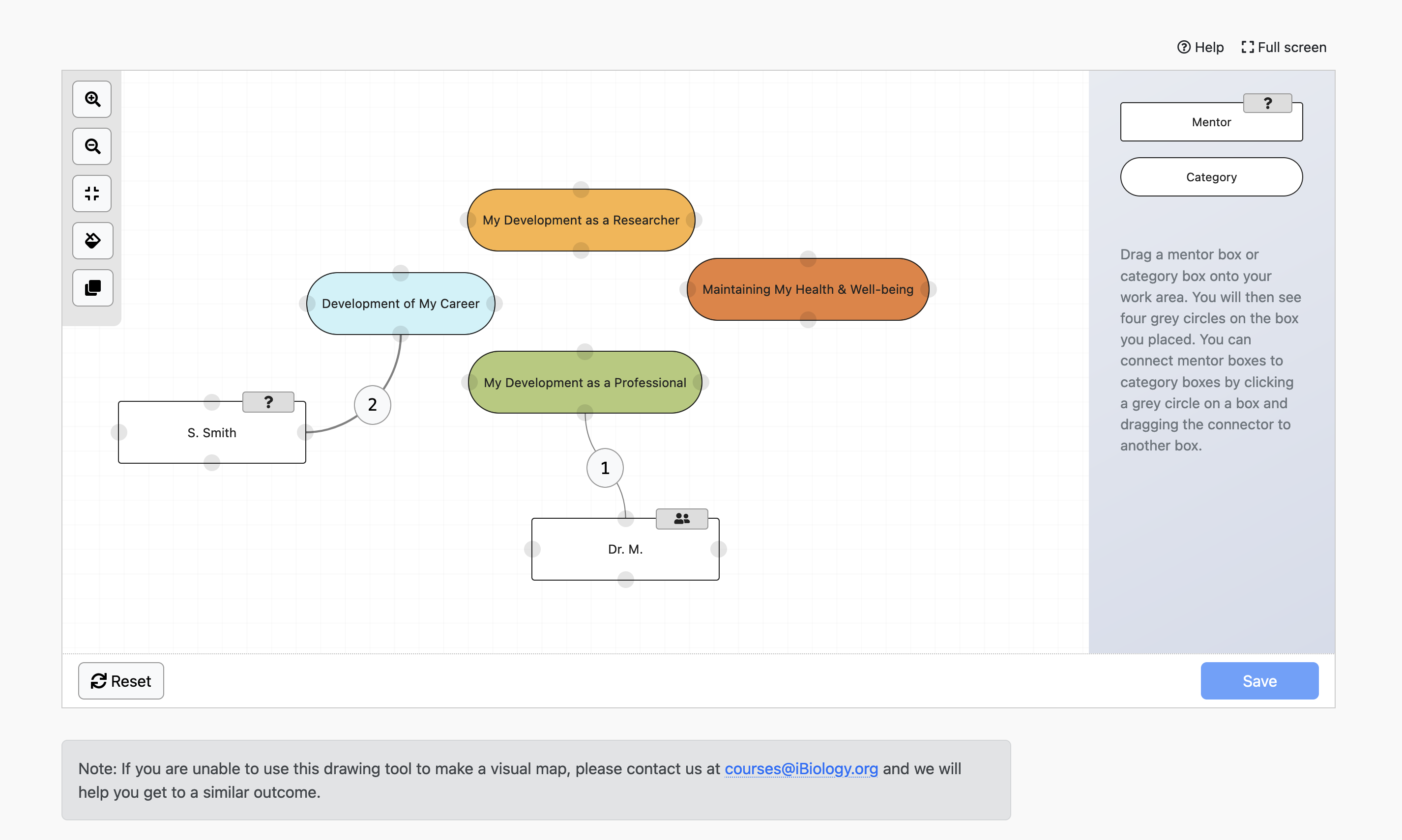 Screenshot of a diagram tool activity